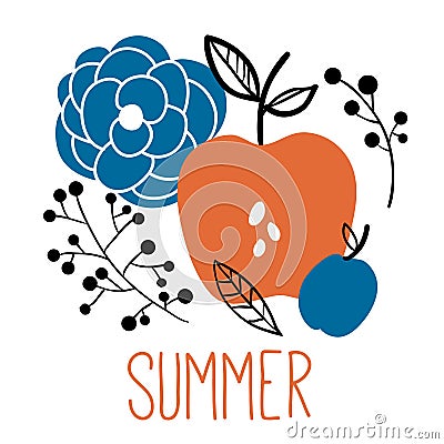 Summer card, print or poster Vector Illustration